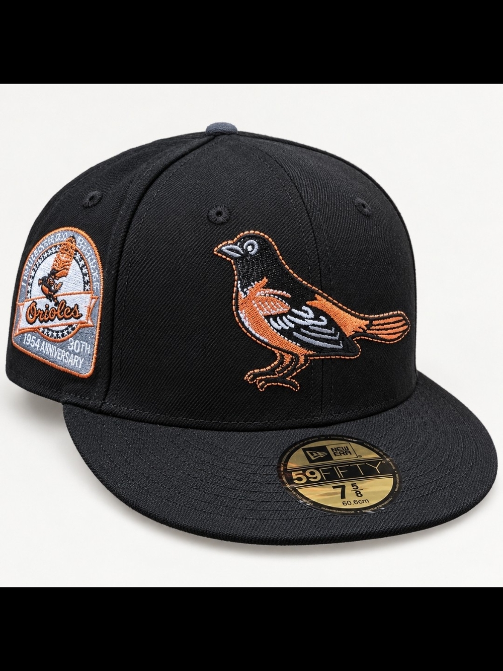 New Era Black and Orange Embroidered Orioles Bird Fitted Hat